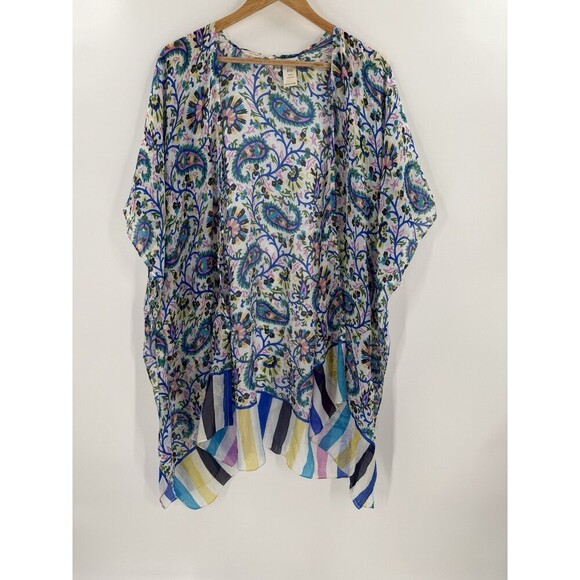 Soft Surroundings  Open Wrap Poncho Kimono 100% Silk Floral Paisley SMALL/MEDIUM - Picture 4 of 9